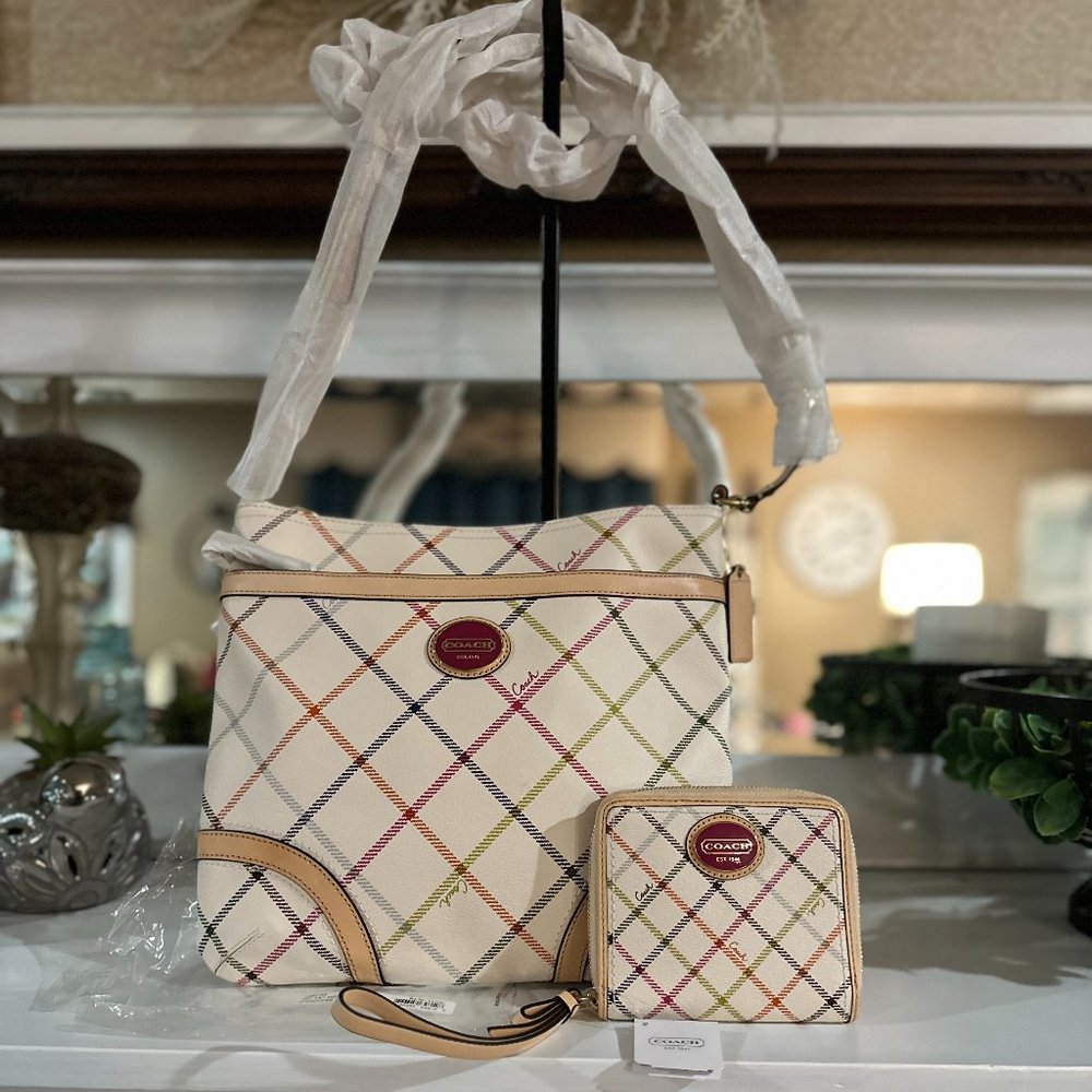 Coach Payton Tattersall Crossbody Bag F21904 & Matching Wallet F48756 NWT